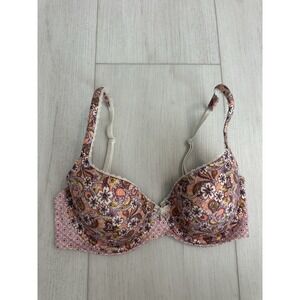 Victoria's Secret Body By Victoria Lined Demi Bra Sz 32D Colorful Paisley Floral